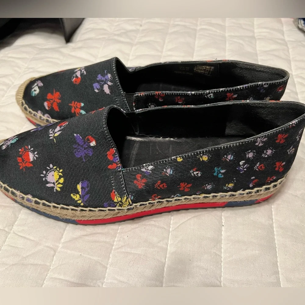 Diane Von Furstenberg Black Floral Espadrille Flats Shoes Women's‎ 9M